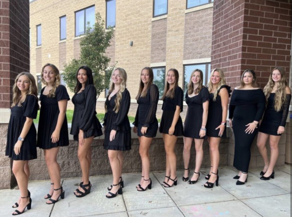 The 2023 Homecoming Court. From left to right: Madison Appleby, Shelby Whittaker, Jemy Jumelles, Kennedy Meglic, Brenna Campagna, Calli Campagna, Marina Papadimitriou, Emilie Mosner, Calla Li, and Olivia Young.