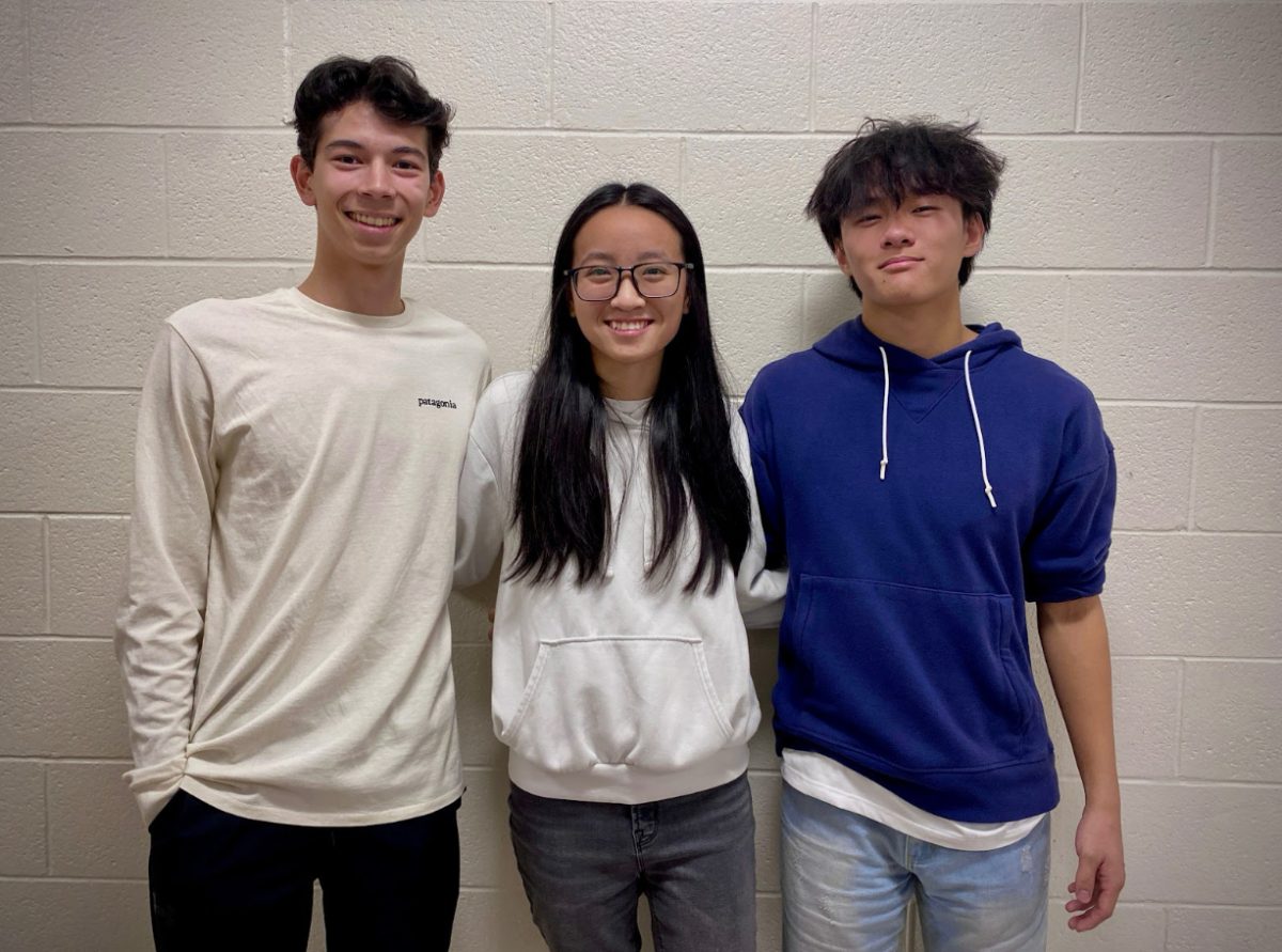 The students who have been chosen as National Merit Scholarship semifinalists. From left to right: Cameron Zuschmidt, Ellie Ngo and William Wang.
