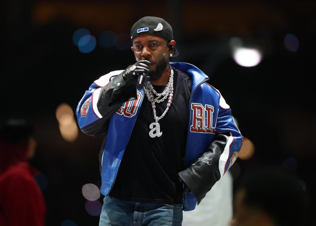 Orleans, LA, USA; Recording artist Kendrick Lamar performs during the halftime show of Super Bowl LIX between the Philadelphia Eagles and the Kansas City Chiefs at Ceasars Superdome. Credit: Mark J. Rebilas-Imagn Images