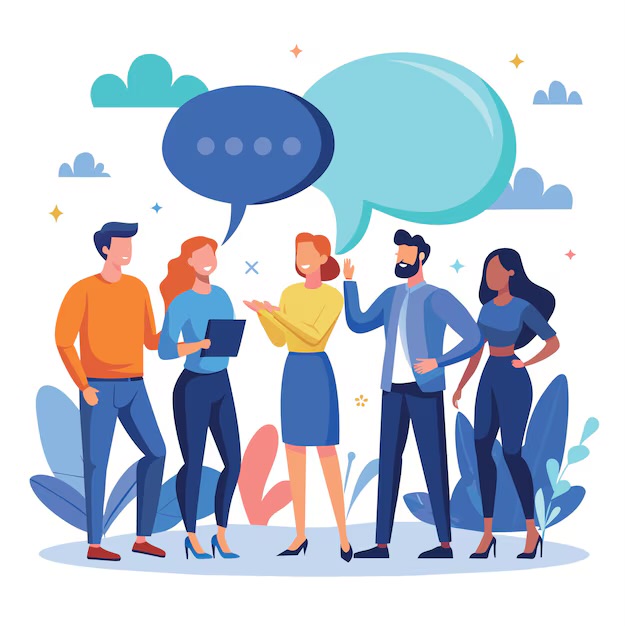 Photo Credit: https://www.freepik.com/premium-vector/team-discussion-community-social-feedback-communication-announcement-dialog-team-meeting-c_205455285.htm