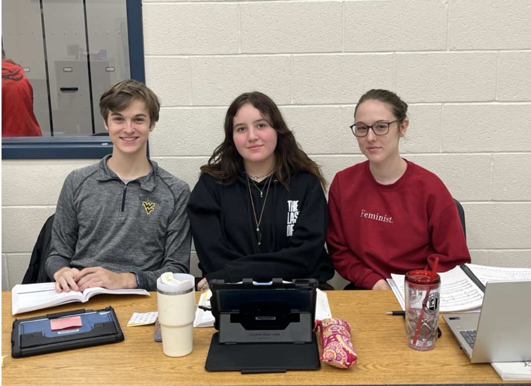The stage managers of “Legally Blonde.” From left to right: Weston Groff, Mel Gomez and Maddie Cranford.