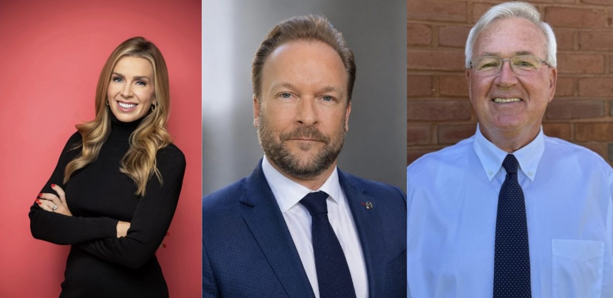 The 2026 MT Distinguished Alumni Awards Recipients, from left to right: Megan Fogarty, Dr. Tobias Musser and Nelson Rohrer. Image credit: Becca Stamp
